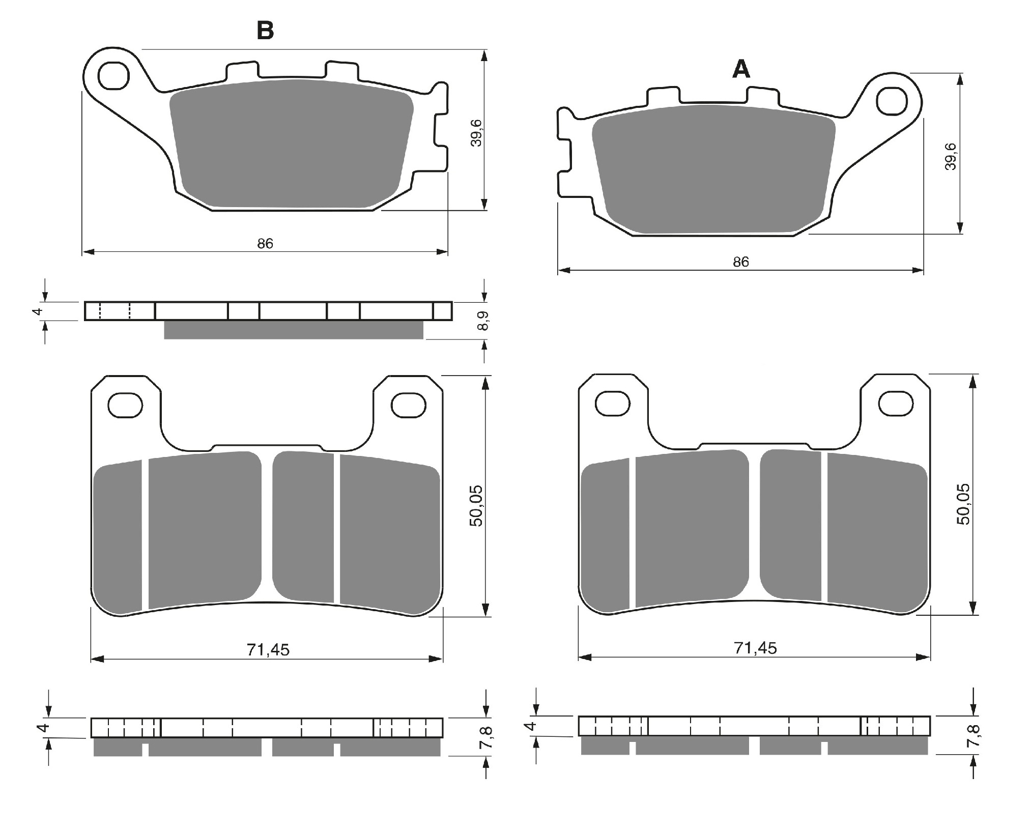 3 Kit plaquettes frein Raven RAV-104-066 Kawasaki Z1000 SE Av G, Av D et Artitle=Forme et couleur