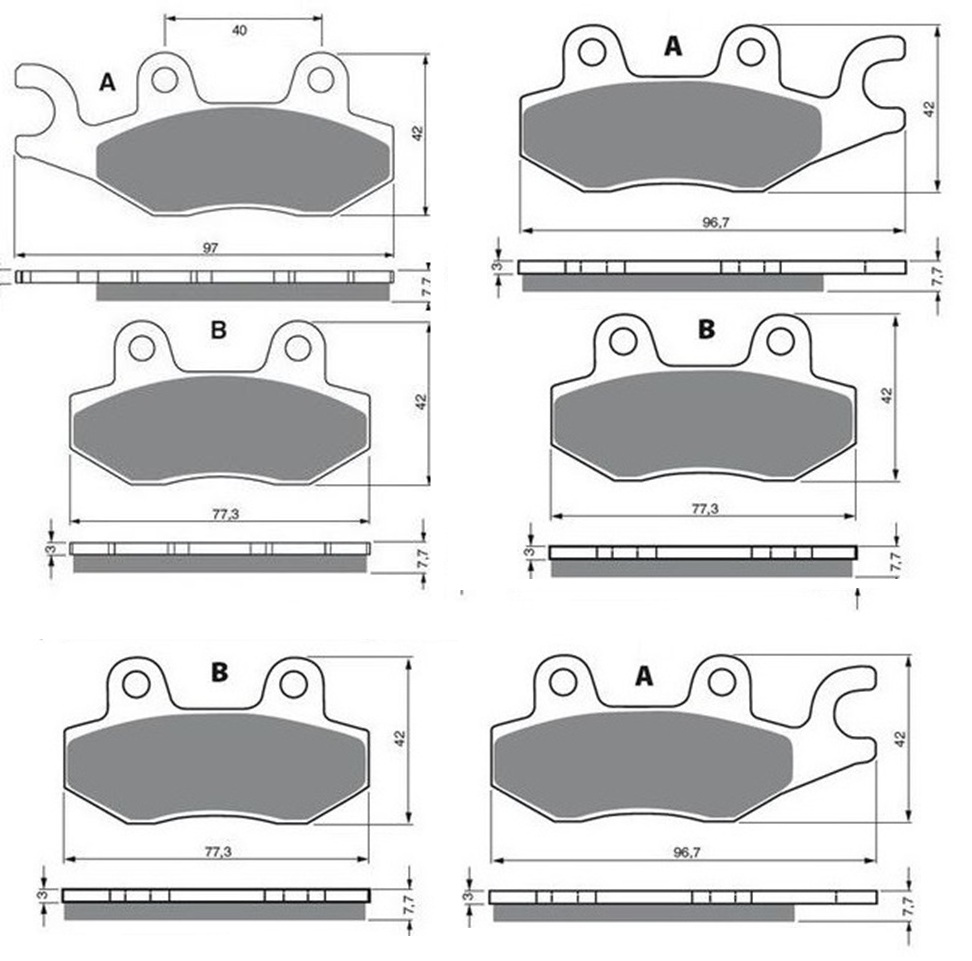 3 Kit plaquettes frein Raven RAV-104-113 Yamaha XTZ 750 Super Tenere Av G, Av D et Artitle=Forme et couleur