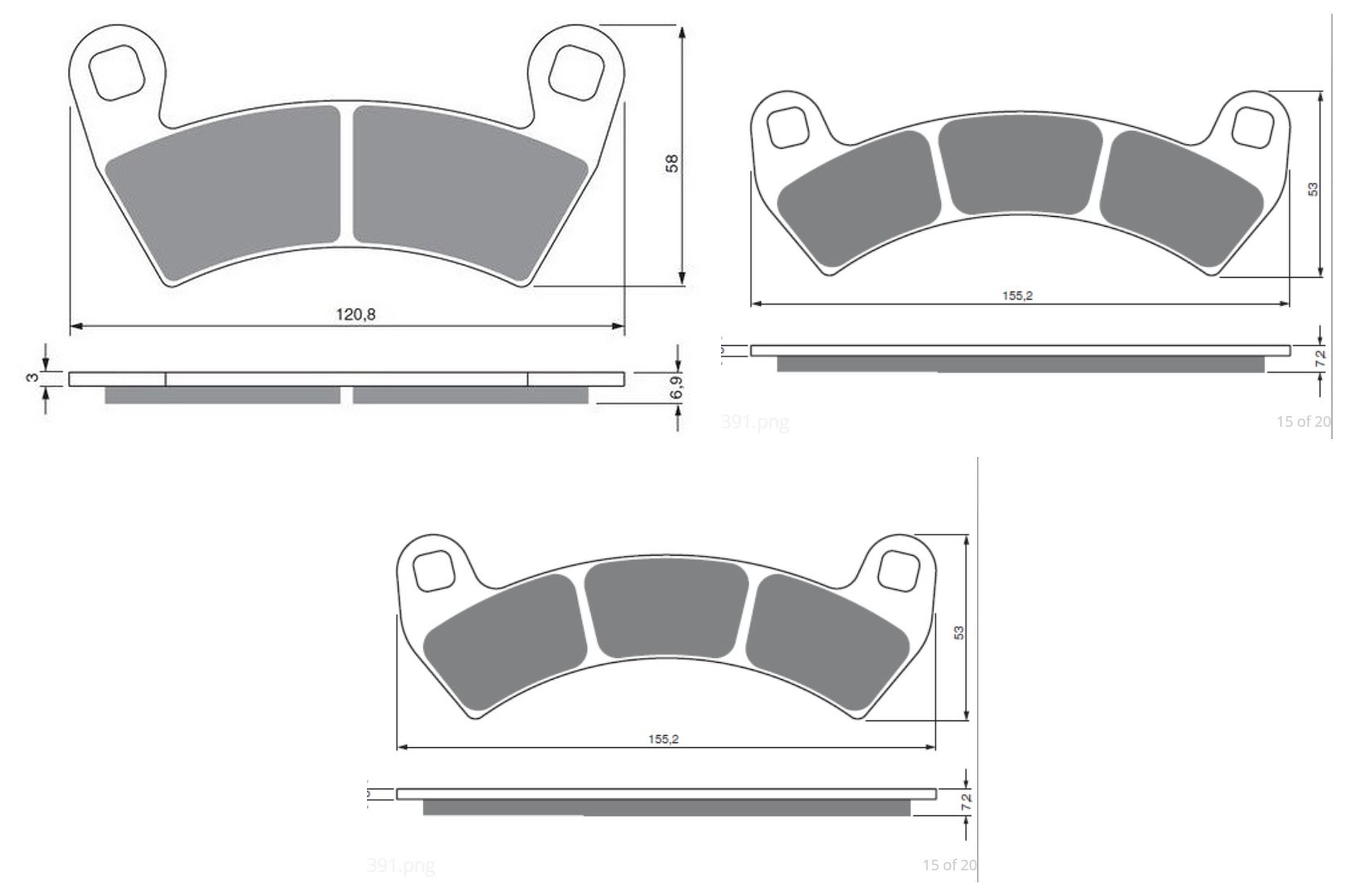 3 Kit plaquettes frein Raven RAV-104-116 Polaris RZR XP Av G, Av D et Artitle=Forme et couleur