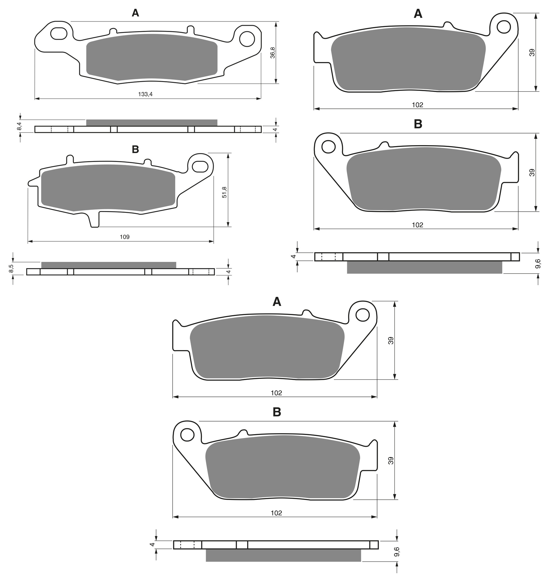 3 Kit plaquettes frein Raven RAV-104-136 Suzuki VL 1500 Boulevard C90 Av G, Av D et Artitle=Forme et couleur