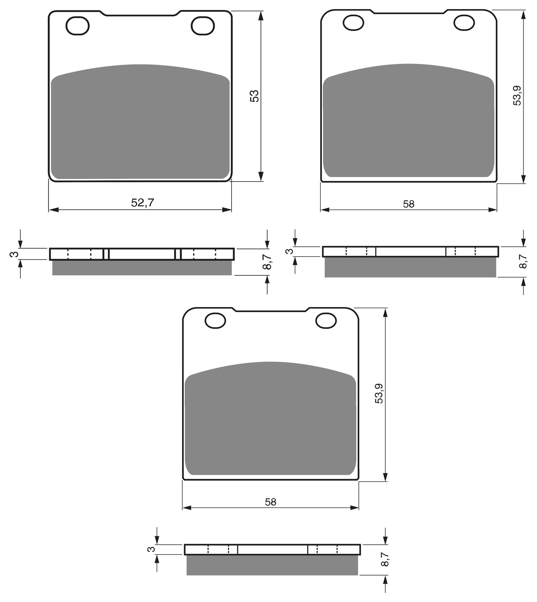 3 Kit plaquettes frein Raven RAV-104-146 Suzuki RG 500 Gamma Av G, Av D et Artitle=Forme et couleur