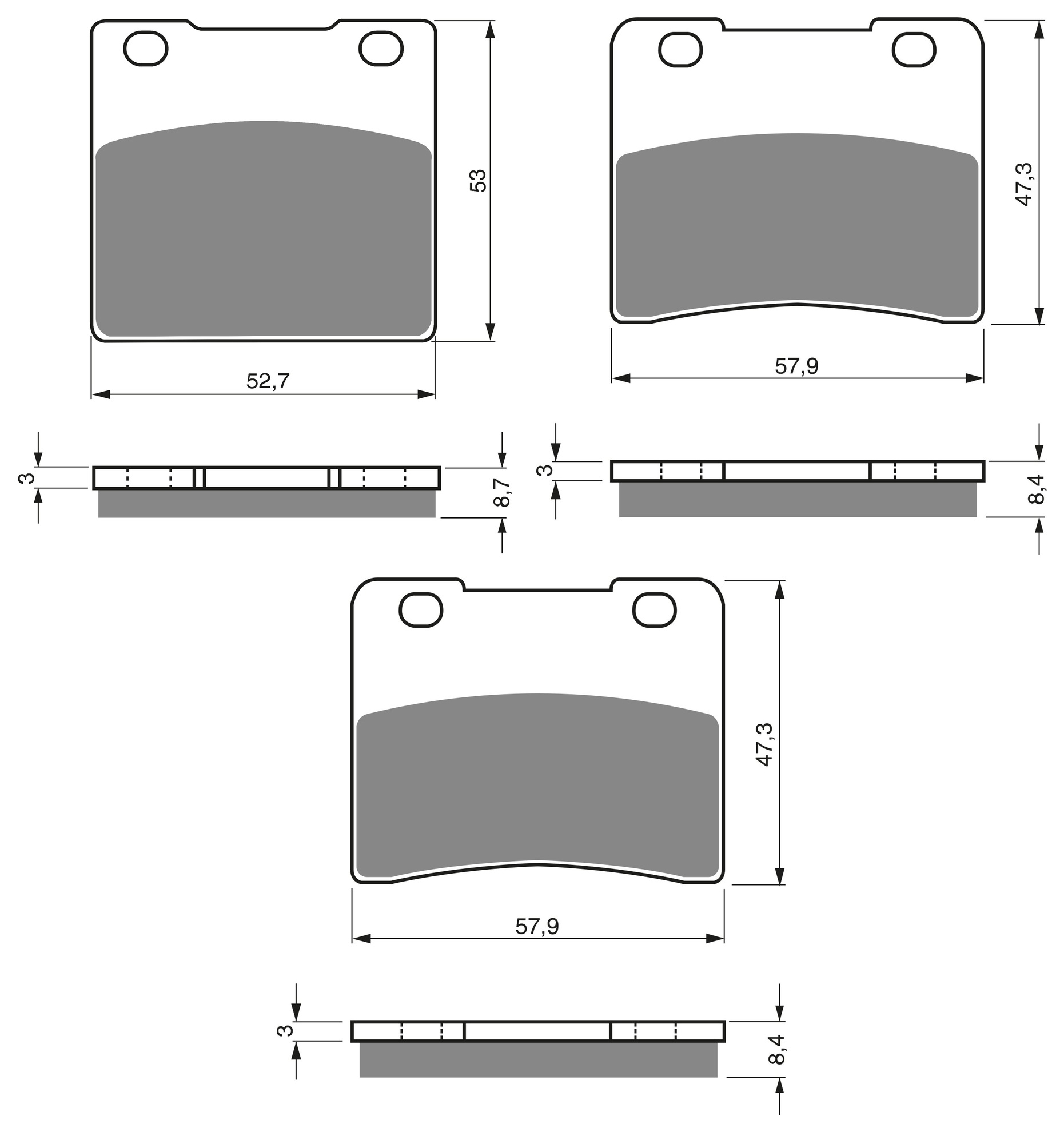 3 Kit plaquettes frein Raven RAV-104-149 Suzuki RG 250 Gamma Av G, Av D et Artitle=Forme et couleur