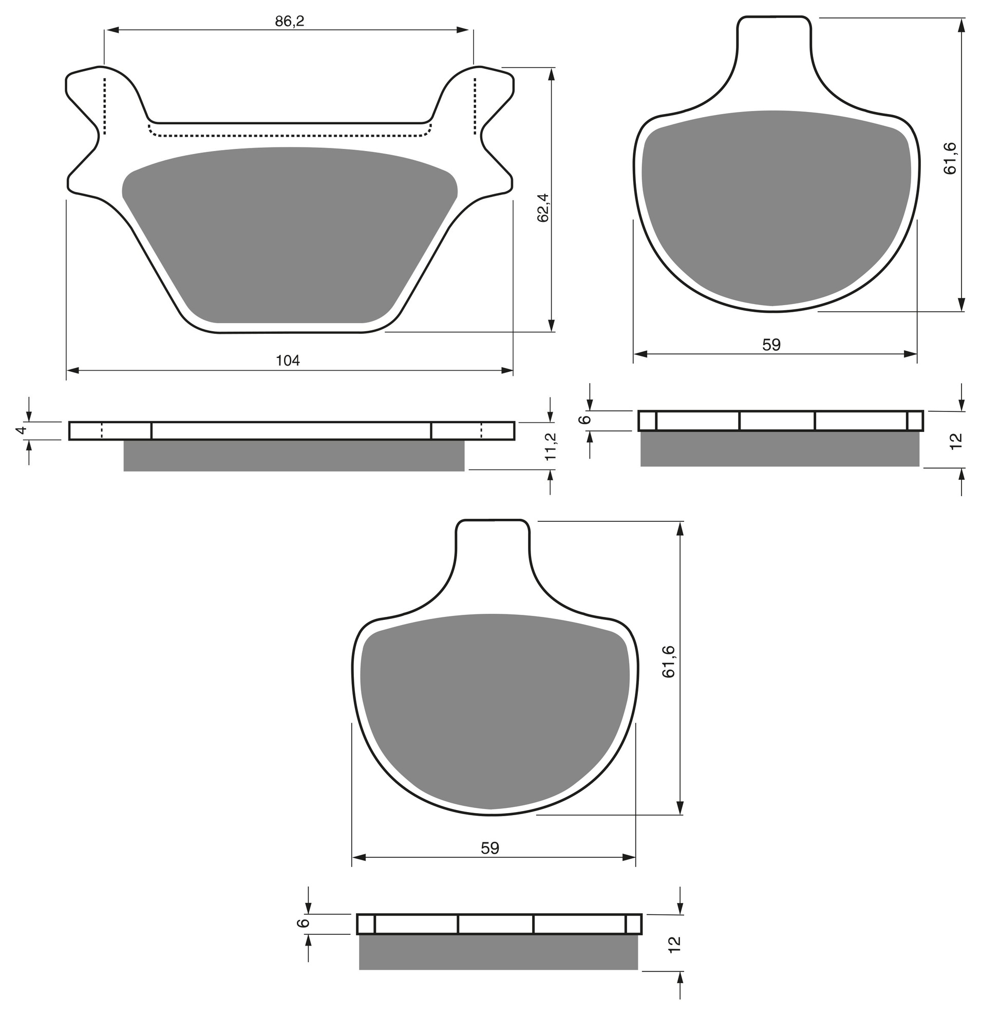 3 Kit plaquettes frein Raven RAV-104-180 Harley-davidson Fxr Super Glide Av G, Av D et Artitle=Forme et couleur