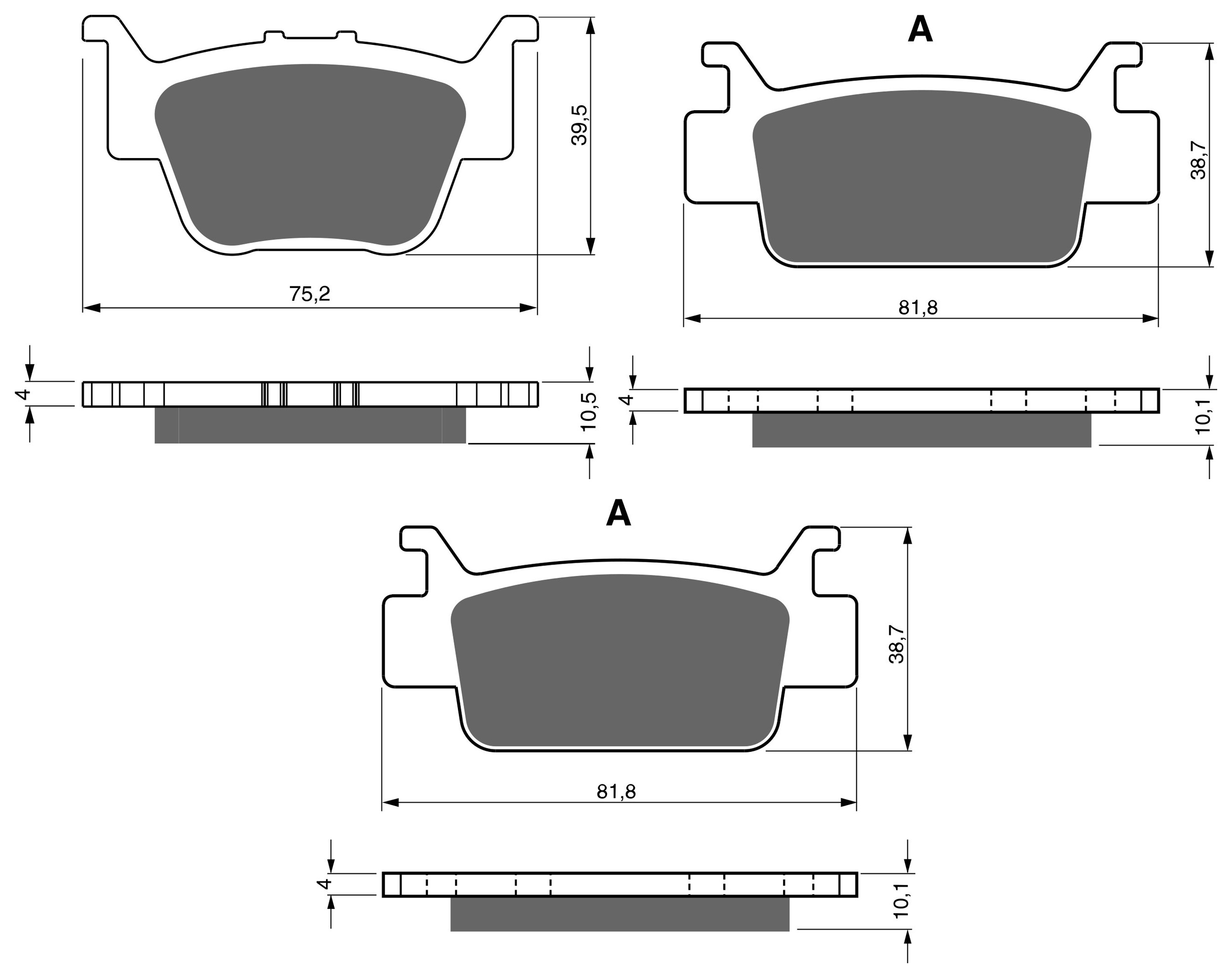 3 Kit plaquettes frein Raven RAV-104-221 Honda TRX 680 Rincon Av G, Av D et Artitle=Forme et couleur