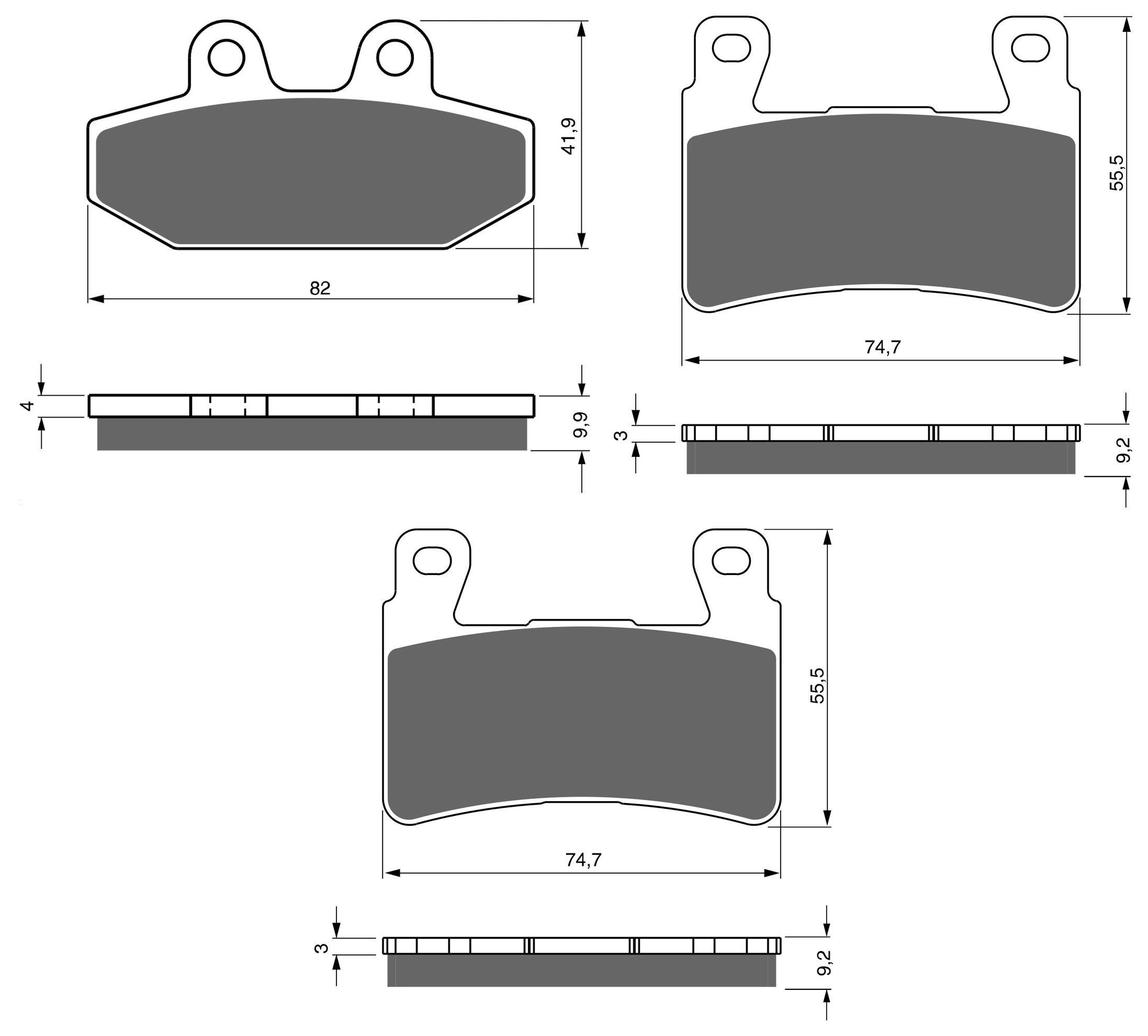 3 Kit plaquettes frein Raven RAV-104-228 Harley-davidson Softail Low Rider Av G, Av D et Artitle=Forme et couleur