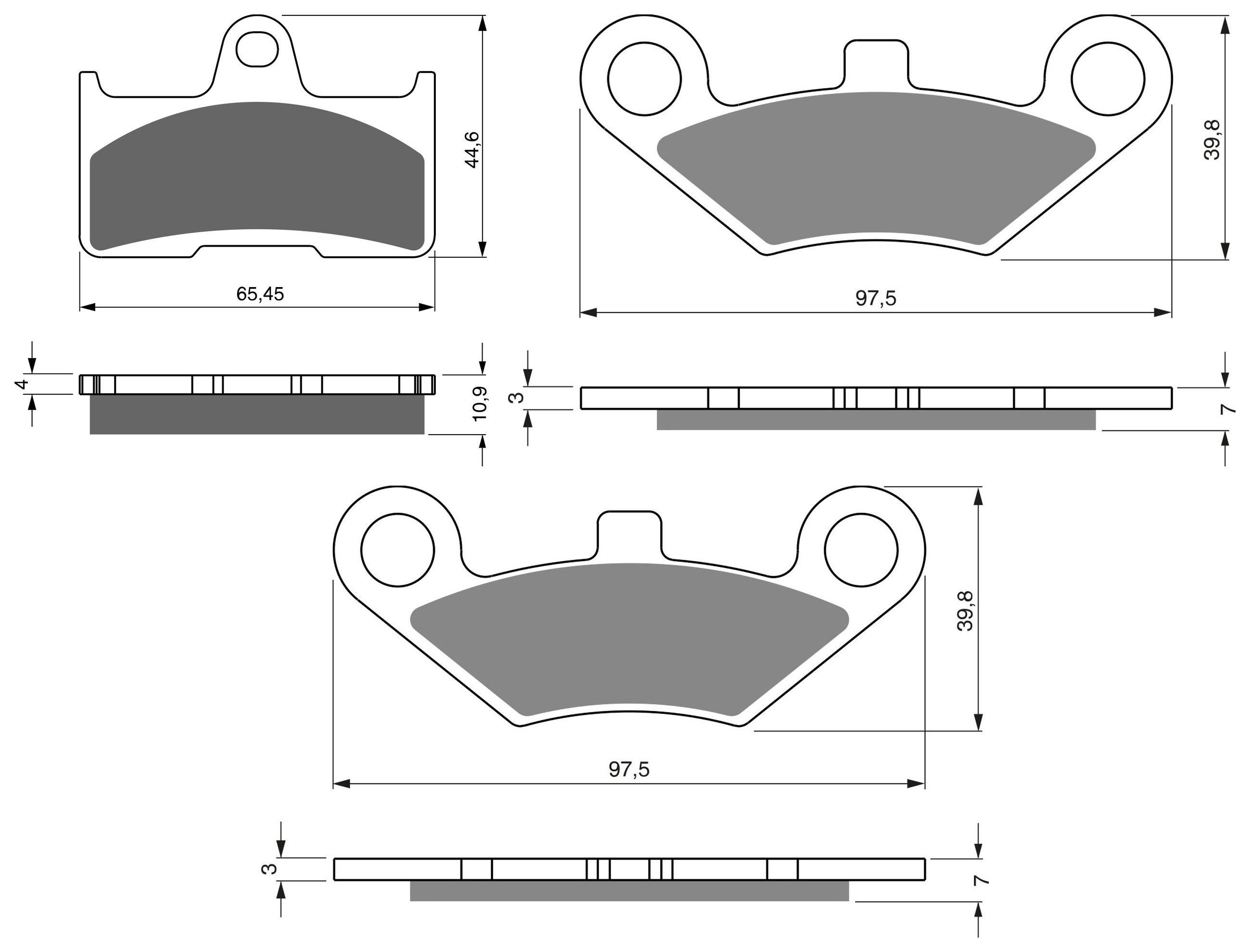 3 Kit plaquettes frein Raven RAV-104-229 Cf-moto C-Force 800 Av G, Av D et Artitle=Forme et couleur