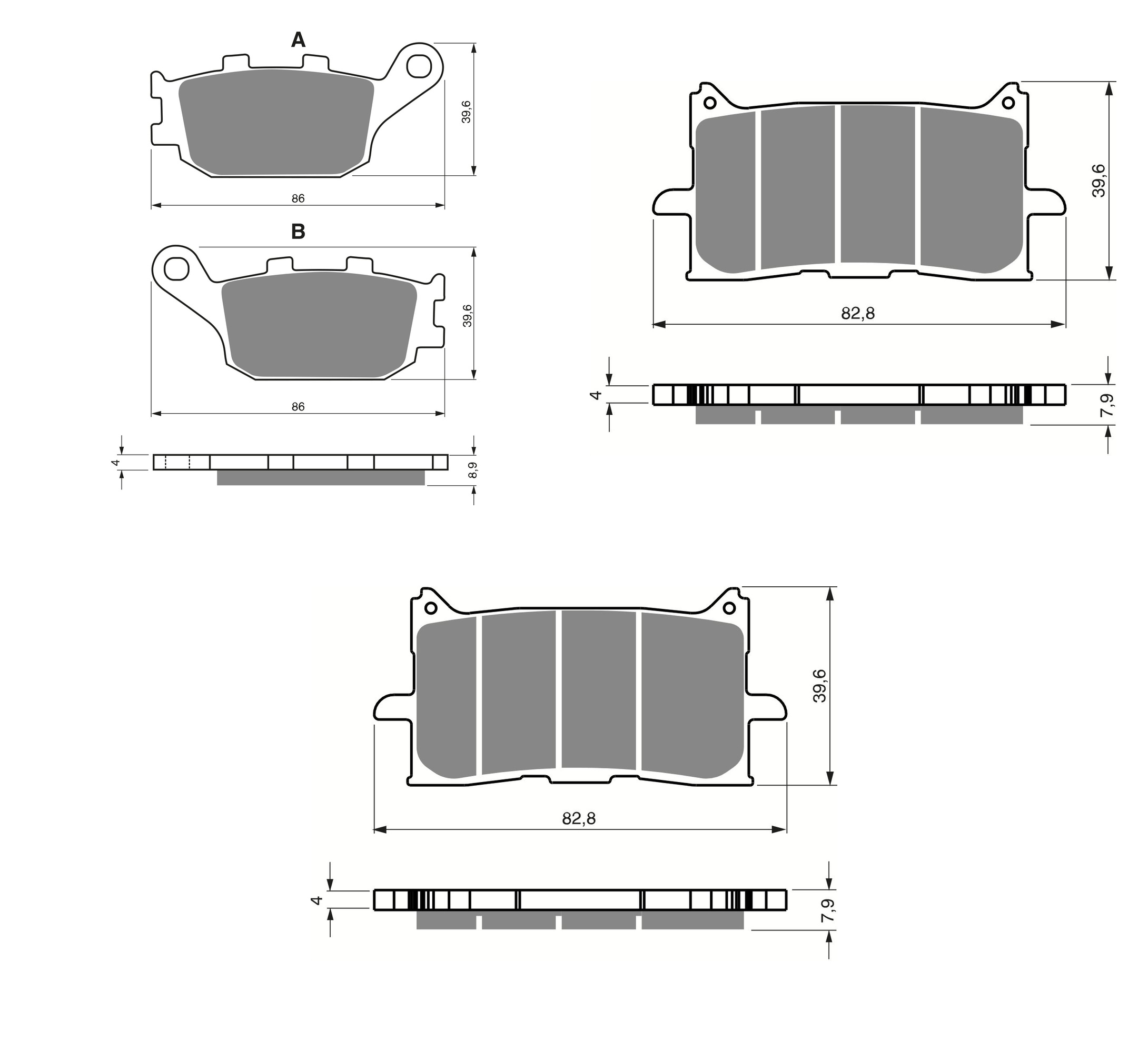 3 Kit plaquettes frein Raven RAV-104-264 Honda Africa Twin 1100 Av Ga, Dr et Artitle=Forme et couleur
