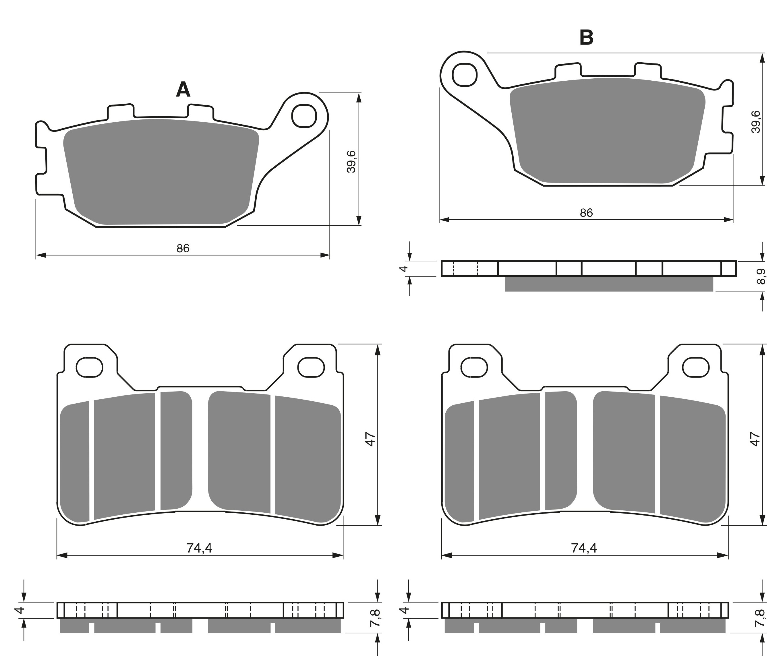 3 Kit plaquettes frein Raven RAV-104-267 Honda CBR 1000 RR Av Ga, Dr ou Artitle=Forme et couleur