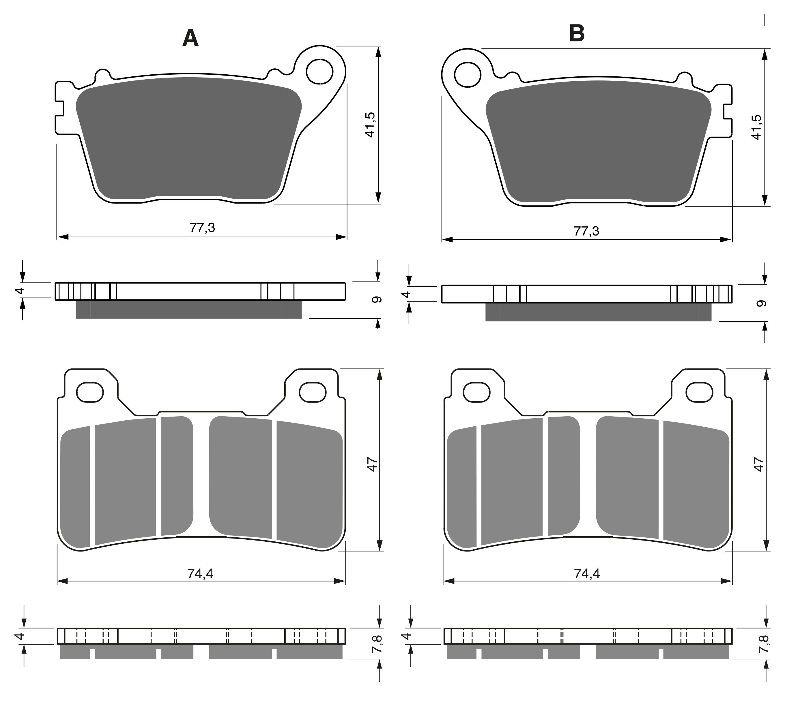 3 Kit plaquettes frein Raven RAV-104-268 Honda CBR 1000 RR Av Ga, Dr et Artitle=Forme et couleur