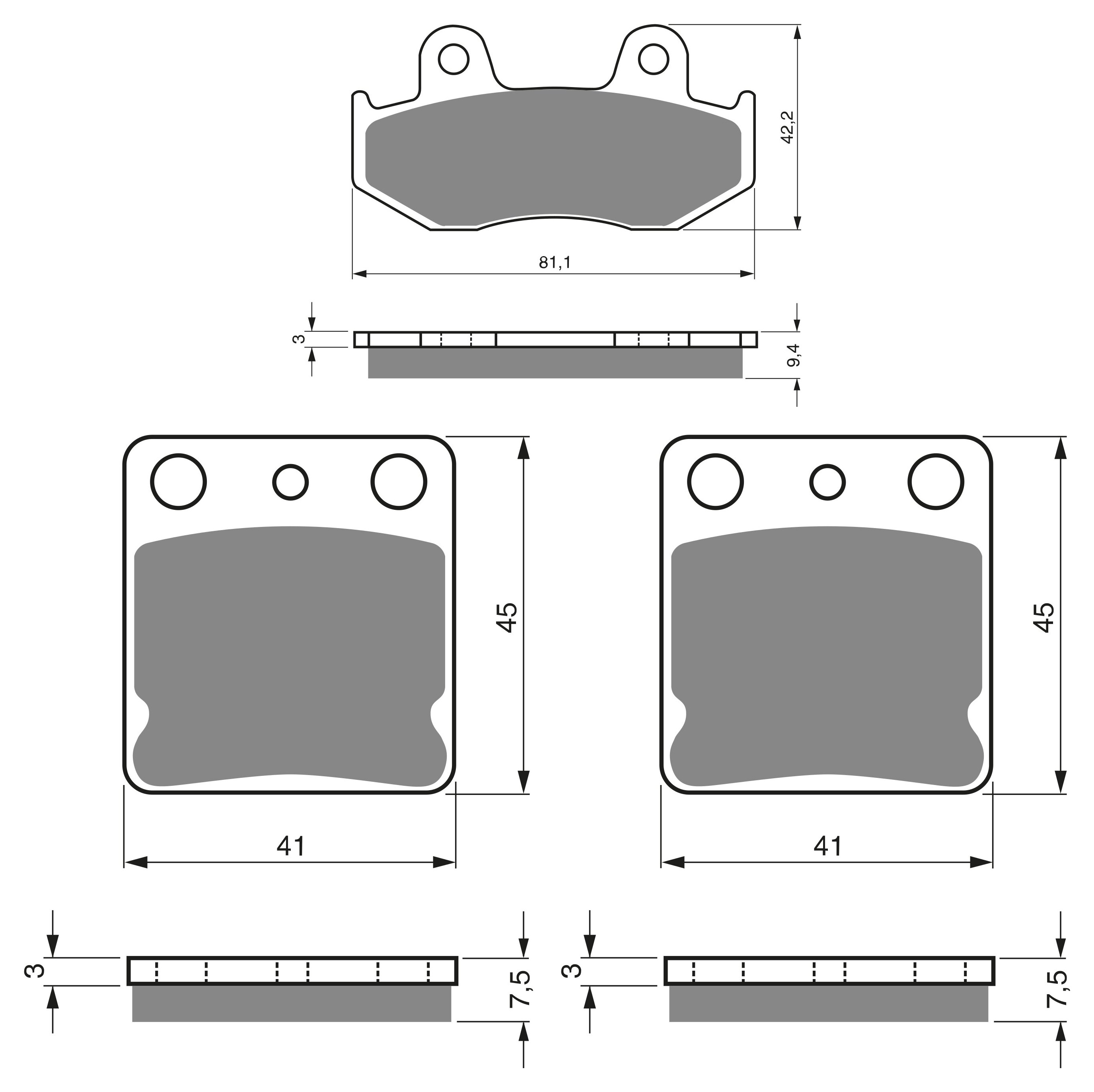 3 Kit plaquettes frein Raven RAV-104-272 Yamaha YFZ 450 Av Ga, Dr et Artitle=Forme et couleur