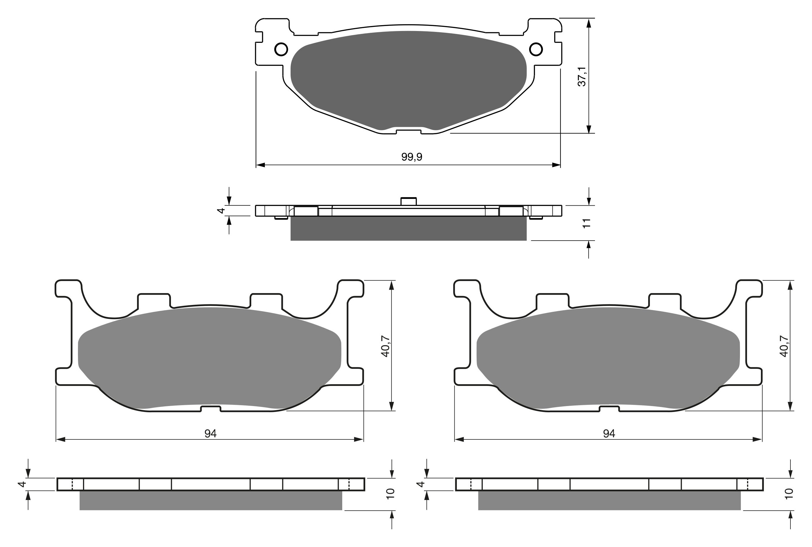3 Kit plaquettes frein Raven RAV-104-274 Yamaha T-Max 500 Av Ga, Dr et Artitle=Forme et couleur