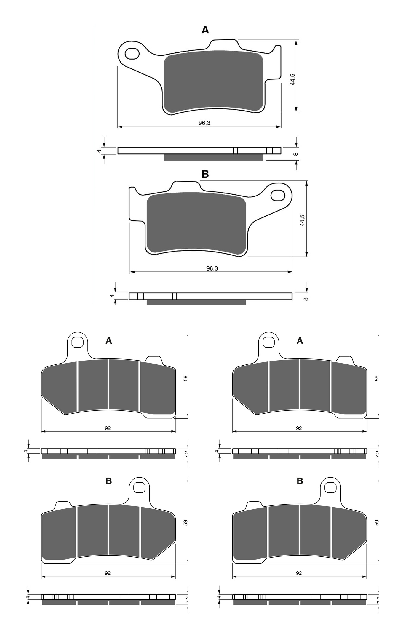 3 Kit plaquettes frein Raven RAV-104-284 Harley-davidson Trike Tri Glide Ultra Av Ga, Dr et Artitle=Forme et couleur